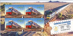 Souvenir Sheet, Canberra 2020 Philatelic Exhibition - Trans-Australia Rail, Australia,  , Anniversaries and Jubilees, Bridges, Philatelic Exhibitions, Railways
