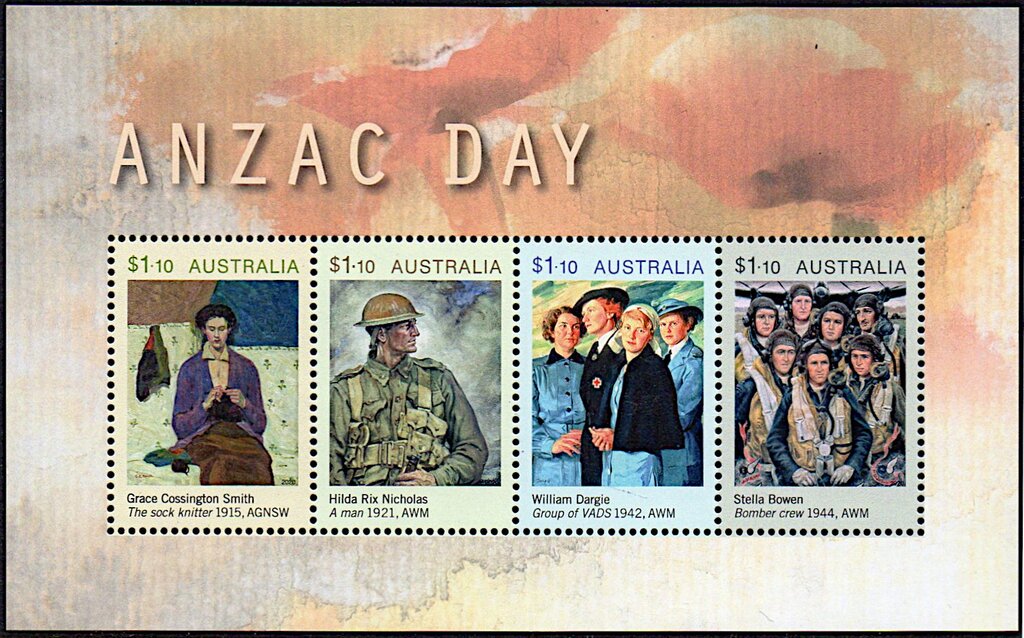 ANZAC Day 2020 : Wartime Art souvenir sheet