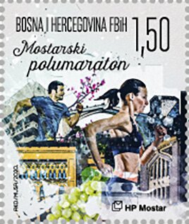 Stamp, Mostar Half Marathon 2020, Bosnia and Herzegovina, Croatian Administration,  , Athletics, Bridges, Sports