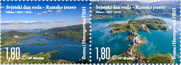 Se-tenant, World Water Day : Lake Rama, Bosnia and Herzegovina, Croatian Administration,  , Lakes, Landscapes