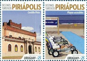 Se-tenant, Tourist Destinations : Piriápolis, Uruguay,  , Beaches, Buildings, Fortresses / Strongholds, Tourism
