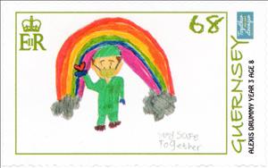 Stamp, Drawing by Alexis Drummy, age 8, Guernsey,  , Art, Children, Diseases
