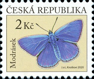 Stamp, Common Blue (Polyommatus icarus), Czech Republic,  , Animals (Fauna), Butterflies, Insects
