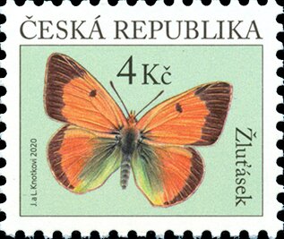 Stamp, Clouded Yellow (Colias croceus), Czech Republic,  , Animals (Fauna), Butterflies, Insects