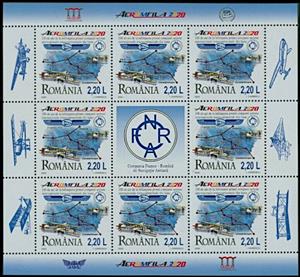 Mini Sheet, Centenary of Franco-Romanian Air Navigation Company, Romania,  , Aircraft, Aviation, Maps, Philatelic Exhibitions