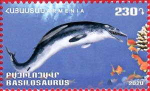 Stamp, Basilosaurus, Armenia,  , Animals (Fauna), Mammals, Sea (Marine) Mammals, Sea Life, Whales