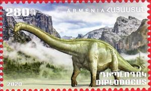 Stamp, Diplodocus, Armenia,  , Animals (Fauna), Dinosaurs, Prehistorical Animals, Reptiles