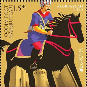 Stamp, Postrider, Azerbaijan,  , C.E.P.T. / Europe, Postal Services