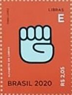 Stamp, Letter E in Brazilian Sign Language, Brazil,  , Disabled, Letters (Alphabet)