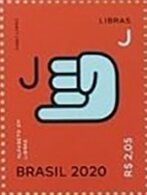 Stamp, Letter J in Brazilian Sign Language, Brazil,  , Disabled, Letters (Alphabet)