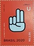 Stamp, Letter U in Brazilian Sign Language, Brazil,  , Disabled, Letters (Alphabet)