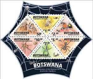 Souvenir Sheet, Spiders of Botswana, Botswana,  , Animals (Fauna), Spiders
