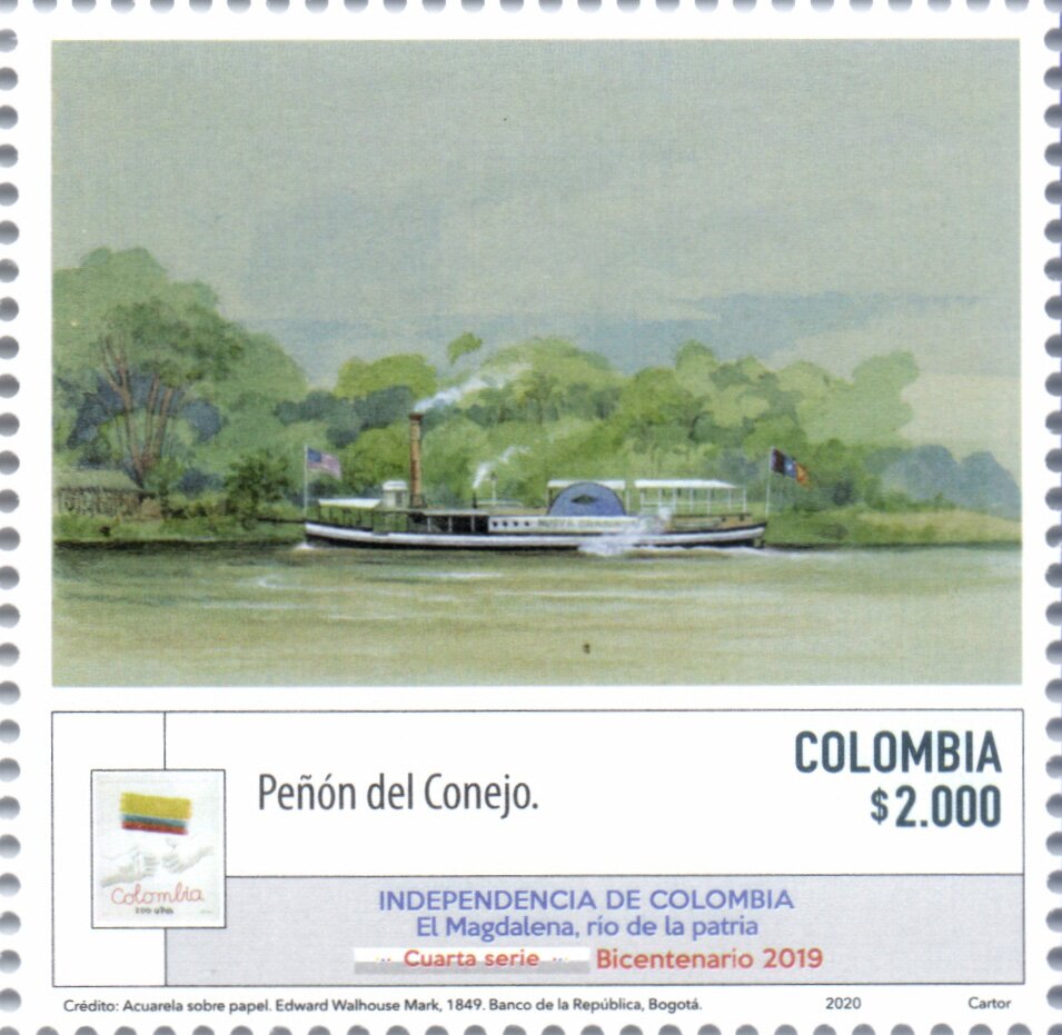 Steamboat passing Peñón del Conejo