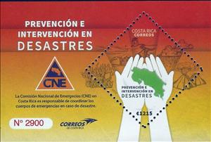Souvenir Sheet, National Emergencies Comission, Costa Rica,  , Disasters, Hands, Maps