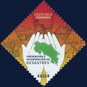 Stamp, National Emergencies Comission, Costa Rica,  , Disasters, Hands, Maps
