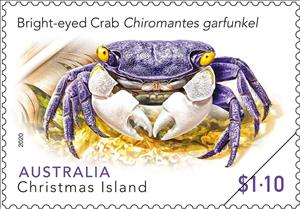 Stamp, Bright-Eyed Crab (Chiromantes garfunkel), Christmas Island,  , Crabs