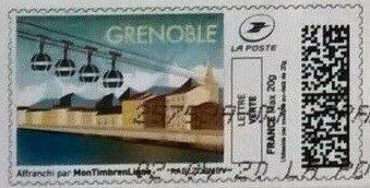 Stamp, Grenoble, Personalized and Private Mail Stamps,  , Cable Cars, Townscapes / City Views