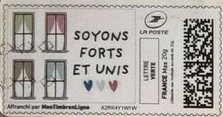 Stamp, Lets be Strong and United. Soyons Fort et Uni, Personalized and Private Mail Stamps,  , Architecture, Hearts