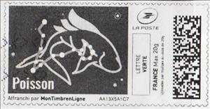 Stamp, Pisces. Poisson, Personalized and Private Mail Stamps,  , Zodiac
