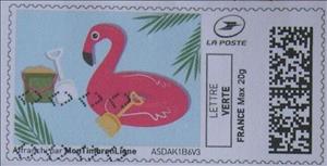 Stamp, Summer. Flamingo Inflated Toy, Personalized and Private Mail Stamps,  , Beaches, Flamingos, Summer, Toys