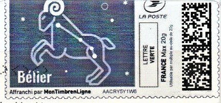Stamp, Aries. Belier, Personalized and Private Mail Stamps,  , Zodiac