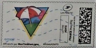 Stamp, Summer. Umbrella in a Triangle, Personalized and Private Mail Stamps,  , Summer, Umbrellas