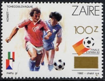 Stamp, CD 1140 overprint new value, Zaire,  , Football (Soccer)