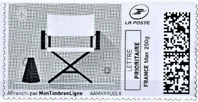 Stamp, Directors Chair on Grey, Personalized and Private Mail Stamps,  , Furniture, film