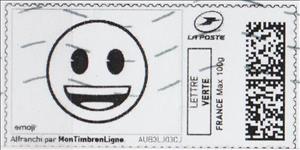 Stamp, Happy Emoji in Black, Personalized and Private Mail Stamps,  , Cartoons
