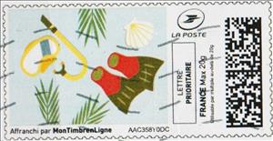 Stamp, Summer. Flippers Mask Snorkel, Personalized and Private Mail Stamps,  , Diving (Scuba-Snorkelling), Summer