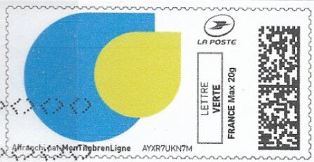 Stamp, Blue and Yellow Thought Bubbles, Personalized and Private Mail Stamps,  , Cartoons