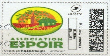 Stamp, Association Espoir, Personalized and Private Mail Stamps,  , Healthcare, Houses, Trees