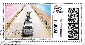 Stamp, On the roof of the car on the Causeway of Passage du Gois, Personalized and Private Mail Stamps,  , Cars, Coastal Areas, Tourism