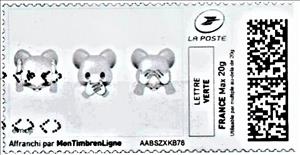 Stamp, Hear no evil, see no evil, speak no evil. Three Grey Mice, Personalized and Private Mail Stamps,  , Cartoons, Mice