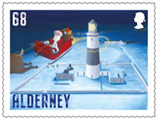 Santa Flying over Mannez Lighthouse