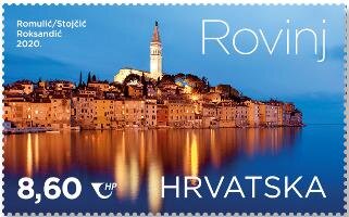 Panorama of Rovinj with Bell Tower of Church of St Euphemia