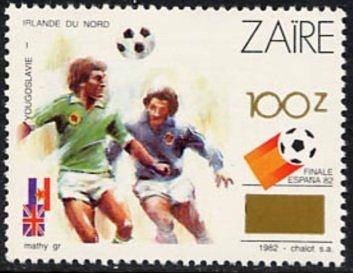 Stamp, CD 1141 overprint new value, Zaire,  , Football (Soccer)