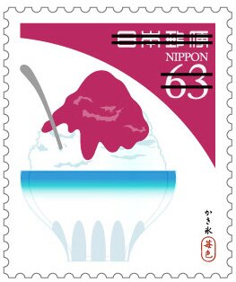 Stamp, Shaved ice (with strawberry syrup), Japan,  , Food