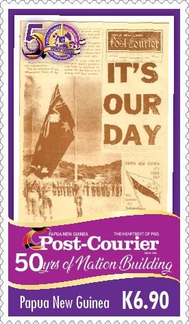 Stamp, Front Page of Independence Day Edition, Papua New Guinea,  , Flags, Newspapers