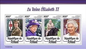 Mini Sheet, Queen Elizabeth II, Chad,  , Famous People, Heads of State, Queens, Royalty, Women