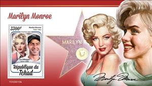 Souvenir Sheet, Marilyn Monroe, Chad,  , Actors, Famous People