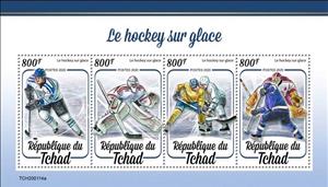 Mini Sheet, Ice Hockey Player, Chad,  , Ice-hockey, Sports, Winter Sports