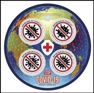 Mini Sheet, Stop Covid-19, Chad,  , Healthcare, Round Stamps