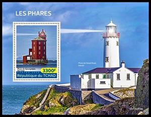 Souvenir Sheet, Kjeugnskjaer Lighthouse - Norway, Chad,  , Buildings, Lighthouses