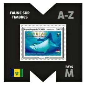 Souvenir Sheet, Spotted Eagle Ray (Aetobatus narinari), Chad,  , Animals (Fauna), Rays (Fishes), Sea Life