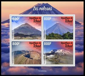 Mini Sheet, Various Volcanoes, Chad,  , Mountains, Volcanos