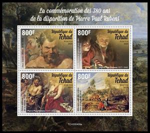Mini Sheet, 380th Anniversary of the Death of Peter Paul Rubens, Chad,  , Famous People, Painters