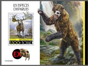 Souvenir Sheet, The Irish Elk (Megaloceros giganteus), Chad,  , Animals (Fauna), Mammals
