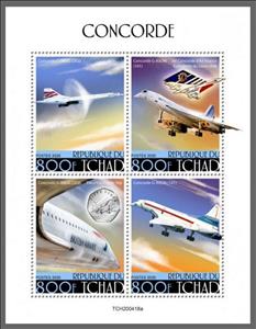 Mini Sheet, Various Concorde, Chad,  , Aircraft, Aviation