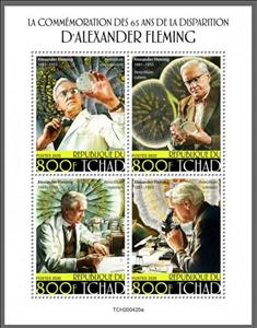 Mini Sheet, 65th Anniversary of the Death of Alexander Fleming, Chad,  , Famous People, Physicians